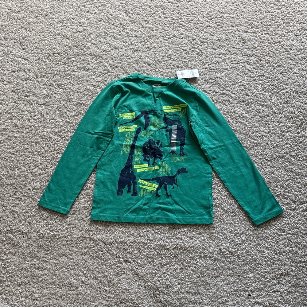 OshKosh B'gosh Green Long Sleeve Dinosaur Tee